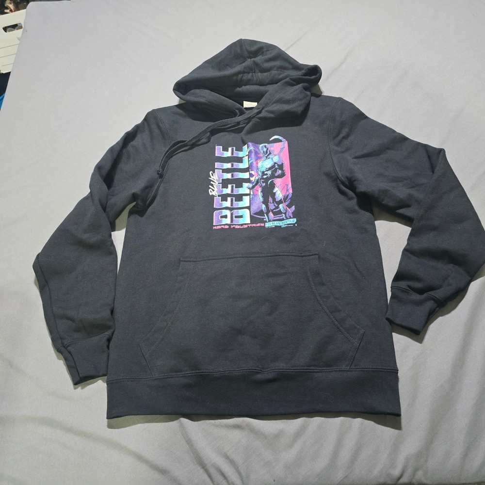DC Comics Blue Beetle Hoodie Mens Small Black Kord Industries Graphic Pullover